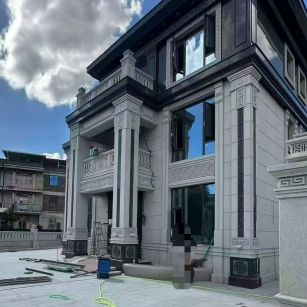 随州 别墅干挂，芝麻白与芝麻黑完美配合