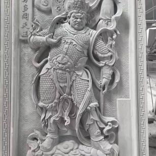 随州 芝麻灰花岗岩人物雕刻——多闻天王