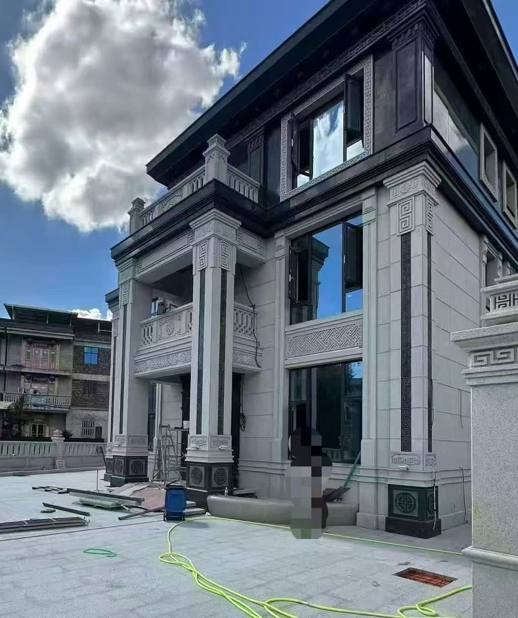 随州 别墅干挂，芝麻白与芝麻黑完美配合