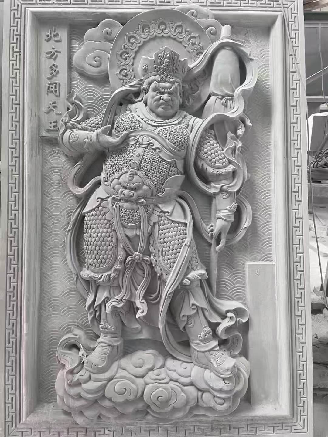 随州 芝麻灰花岗岩人物雕刻——多闻天王